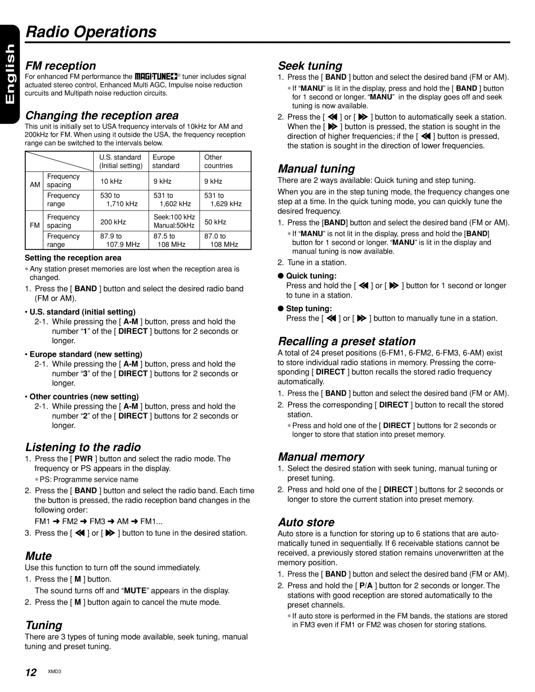 Clarion Compact Discs manual Radio Operations 