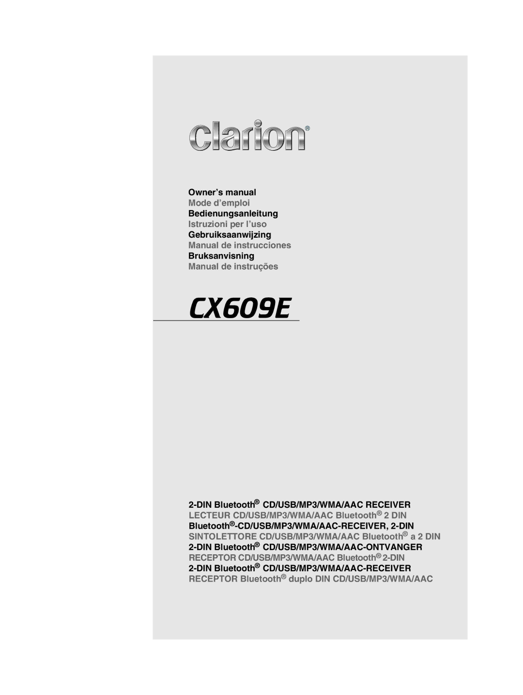 Clarion CX609E owner manual Bedienungsanleitung, Gebruiksaanwijzing, Bruksanvisning 