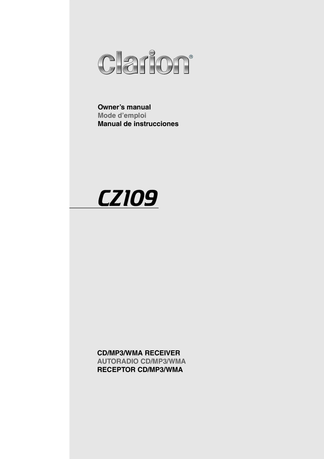 Clarion CZ109 owner manual 