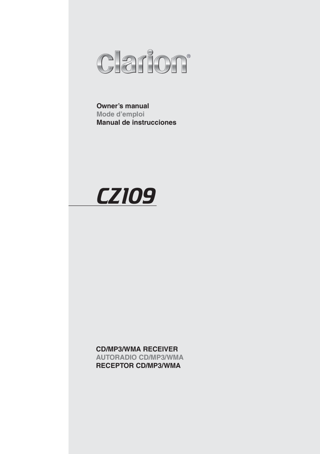 Clarion CZ109 owner manual 
