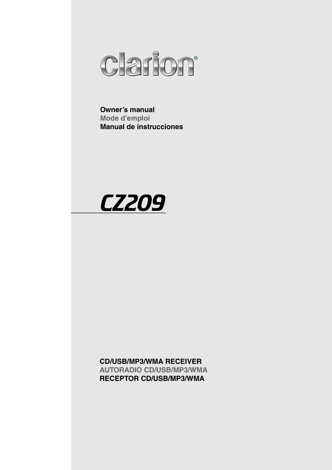 Clarion CZ209 owner manual 