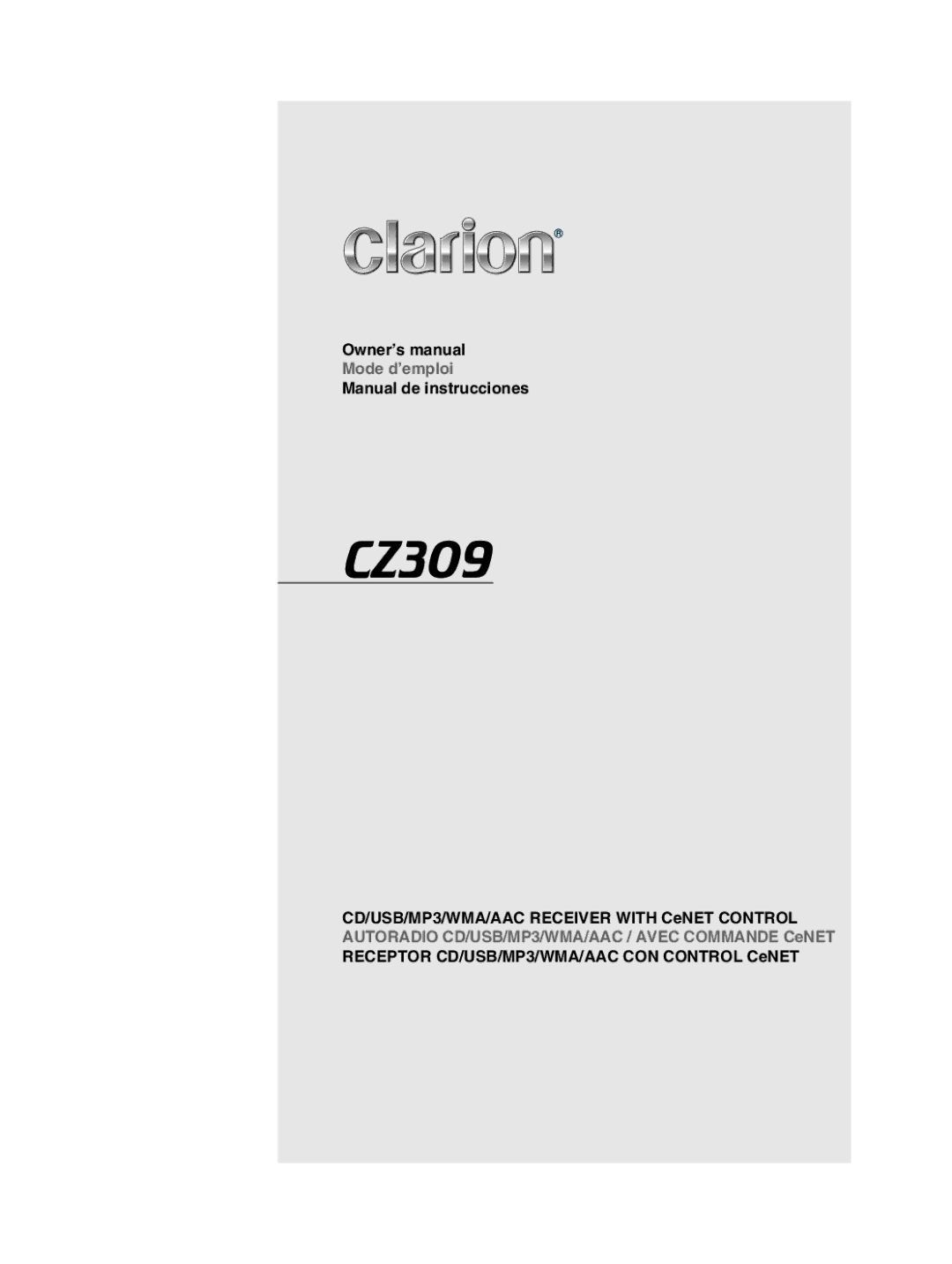 Clarion CZ309 owner manual 