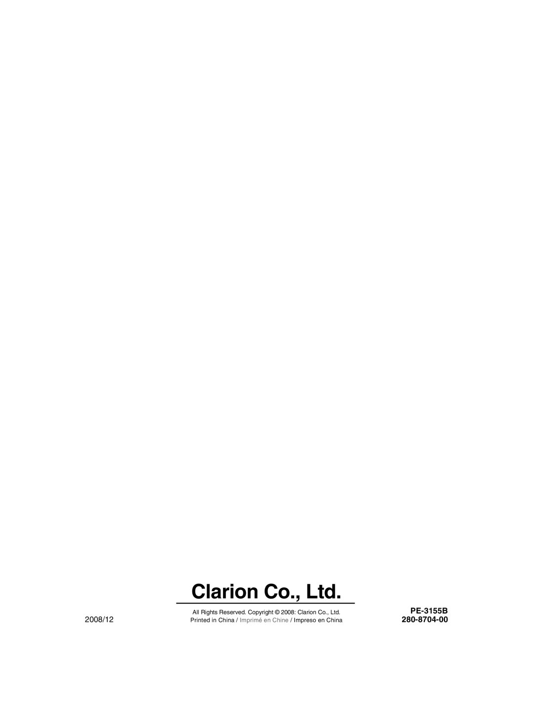 Clarion CZ509 owner manual PE-3155B 