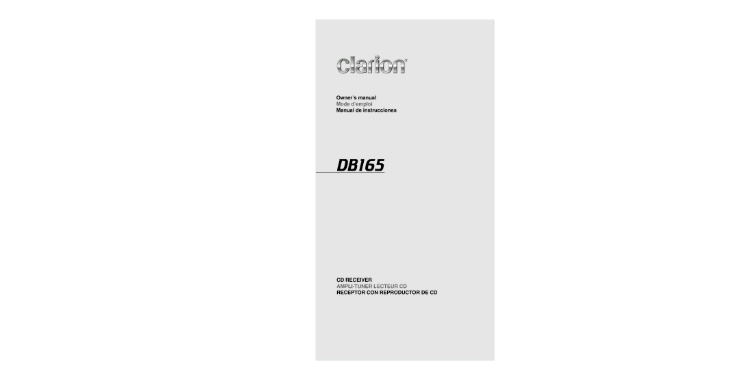 Clarion DB165 owner manual 