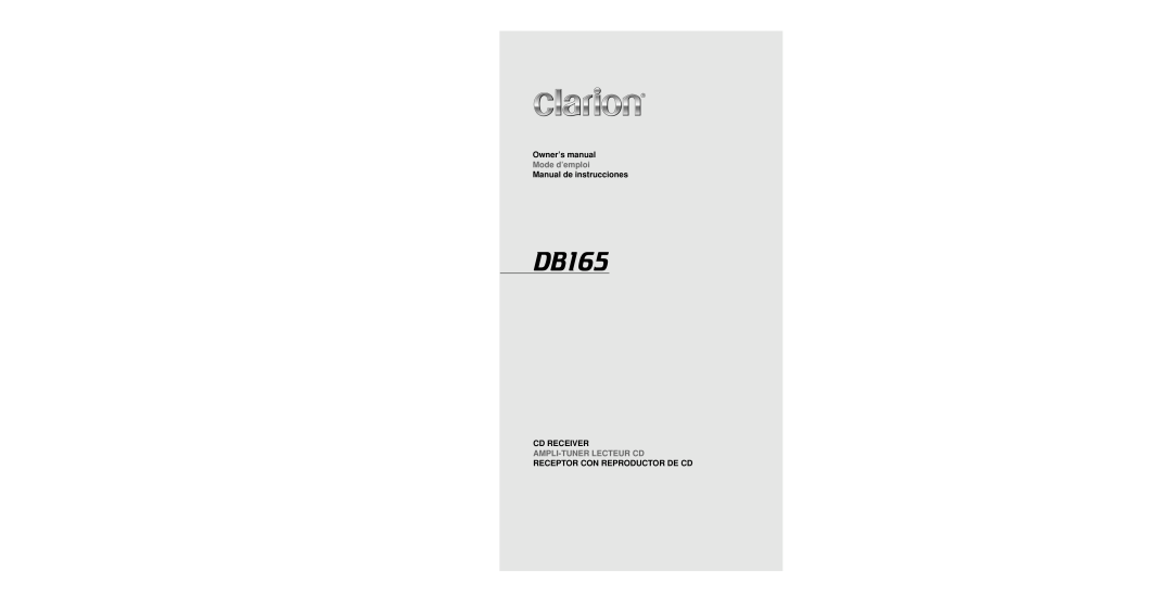 Clarion DB165 owner manual Mode d’emploi, Manual de instrucciones 