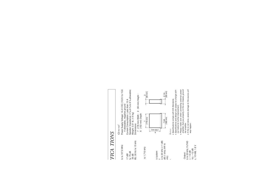 Clarion DB225 owner manual Specifications 