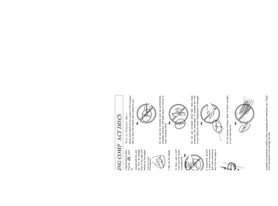 Clarion DB225 owner manual Handling Compact Discs 