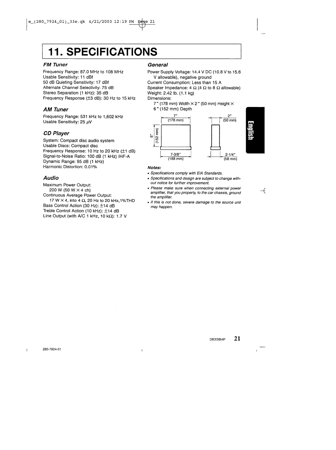 Clarion DB336MP manual 