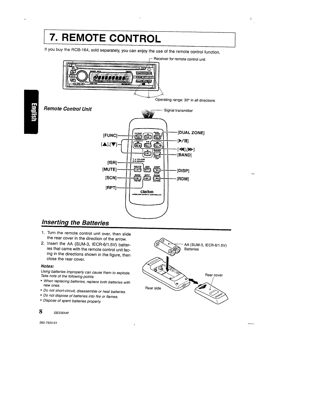 Clarion DB336MP manual 