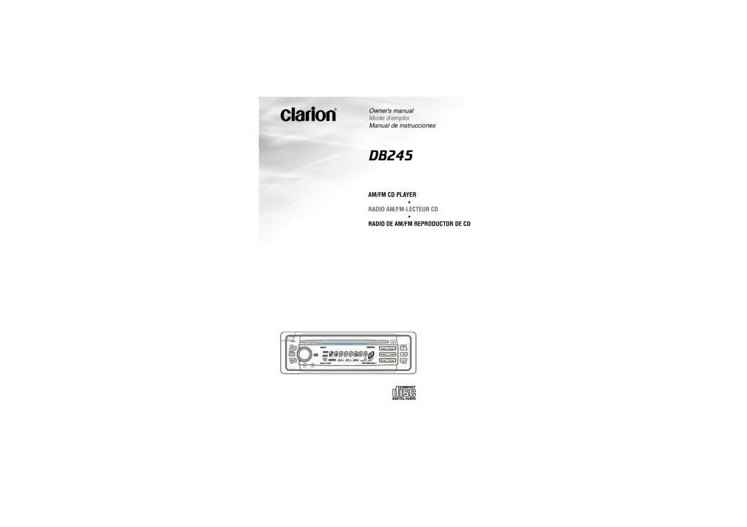 Clarion DB346MP owner manual AM/FM CD Player 