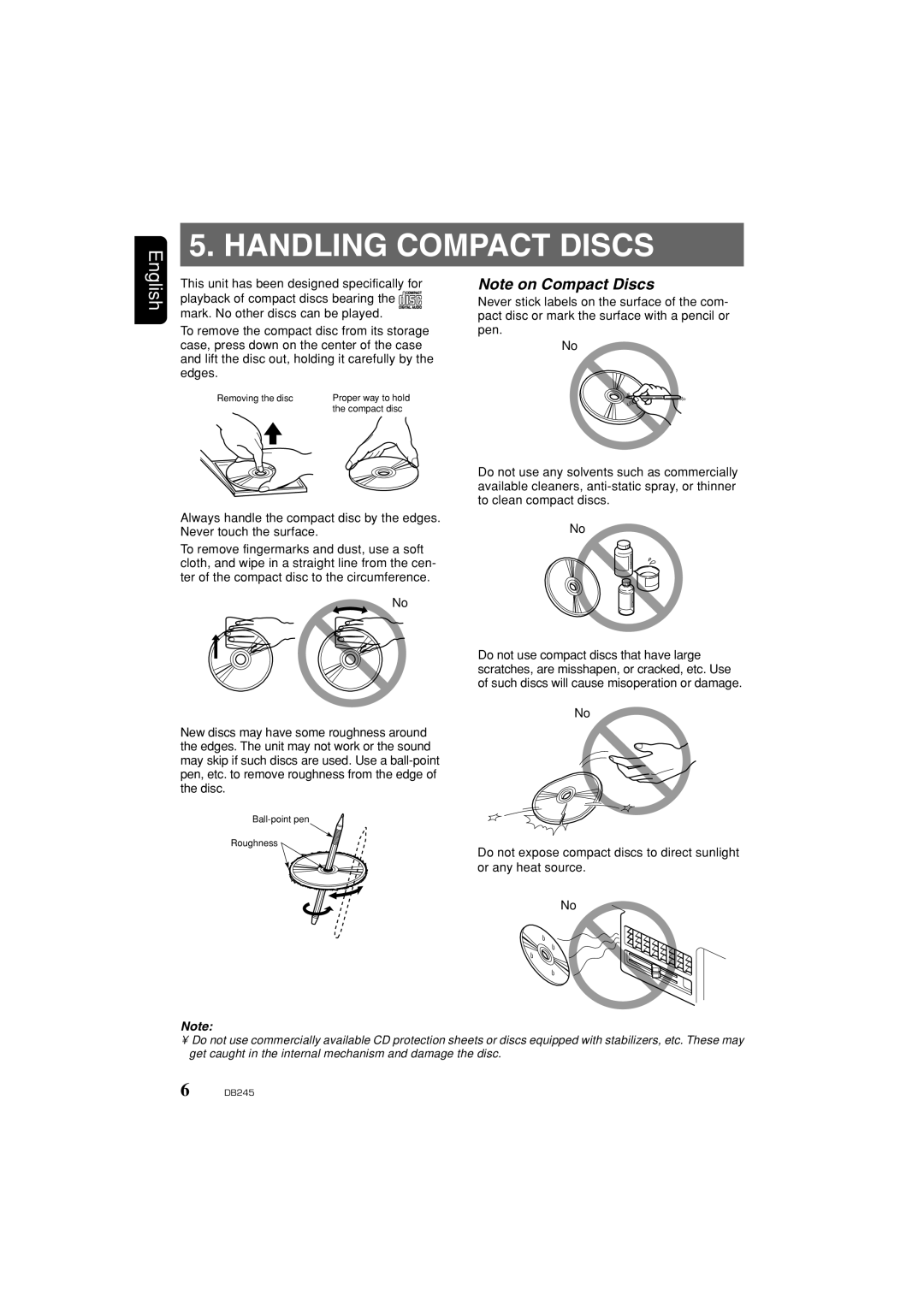 Clarion DB346MP owner manual Handling Compact Discs 