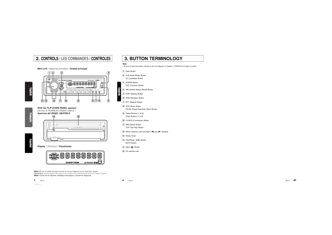 Clarion DB415 owner manual Button Terminology 