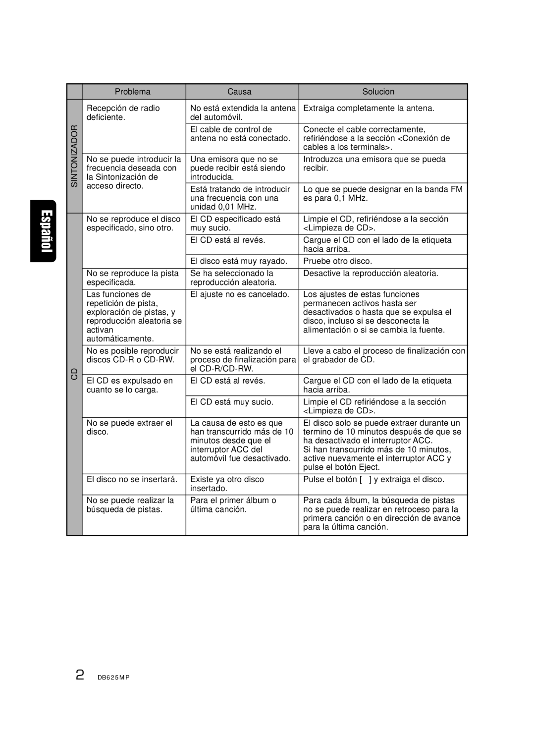 Clarion DB625MP owner manual Recepci-n de radio 