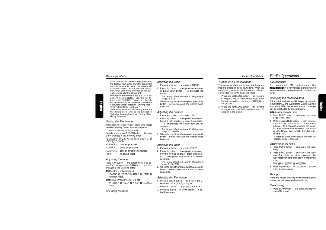 Clarion DMX5555Z owner manual Radio Operations 