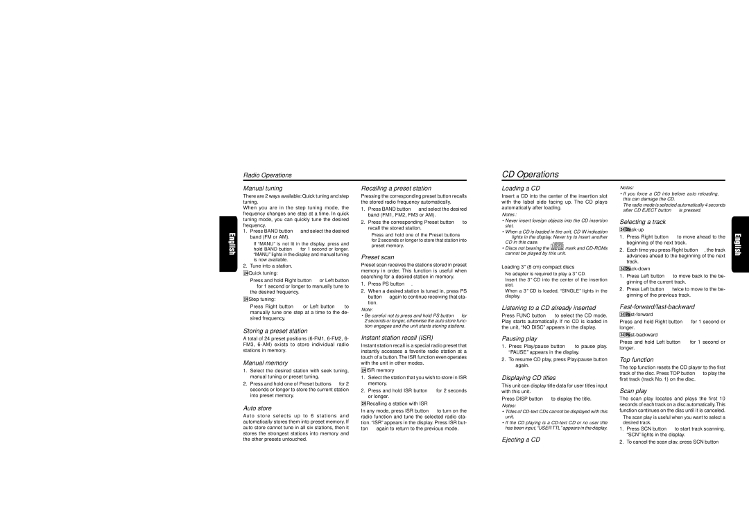 Clarion DMX5555Z owner manual CD Operations 