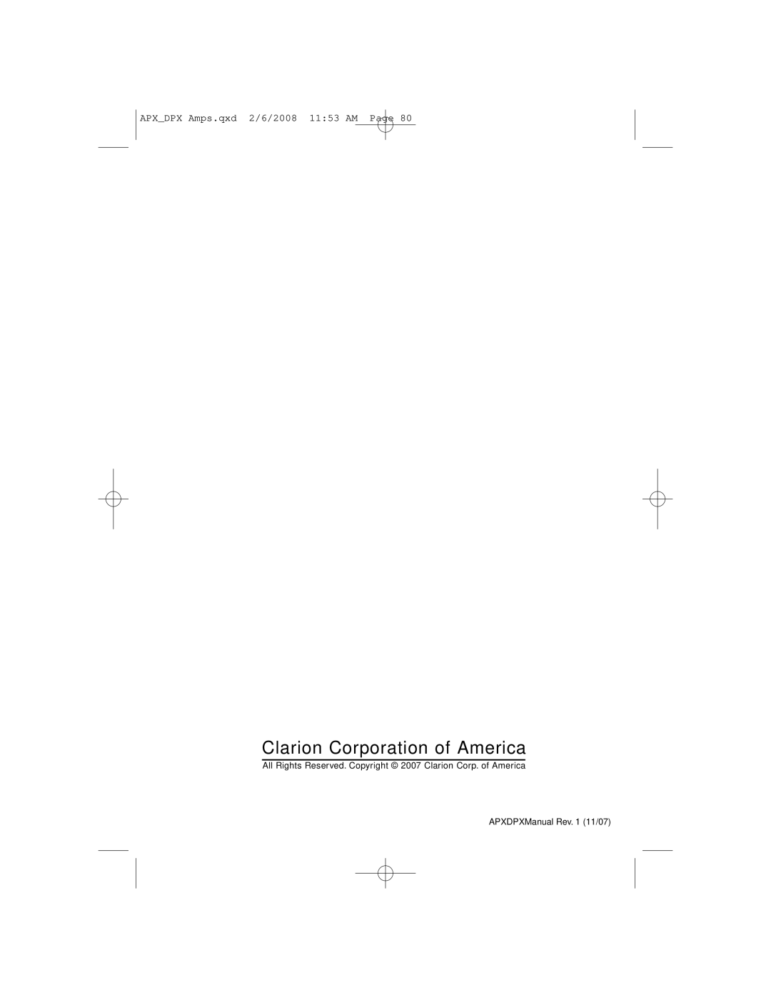 Clarion APX4361, DPX11551, APX2181 owner manual Clarion Corporation of America 