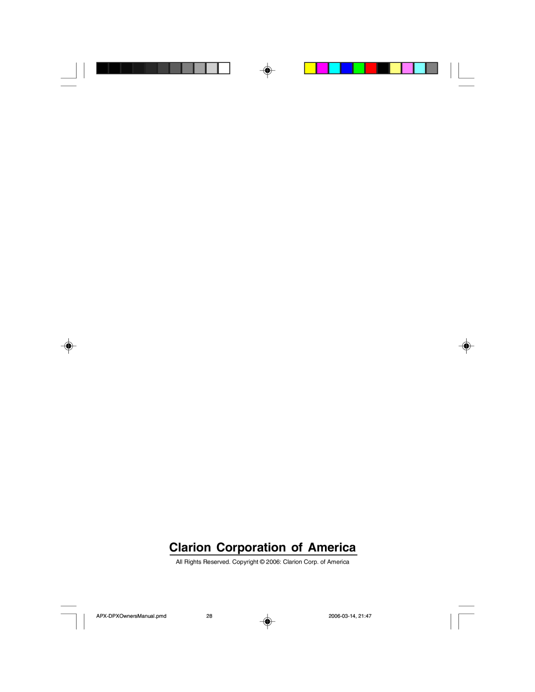 Clarion DPX2250, DPX1800, DPX11500, APX2180, APX4360 owner manual Clarion Corporation of America 