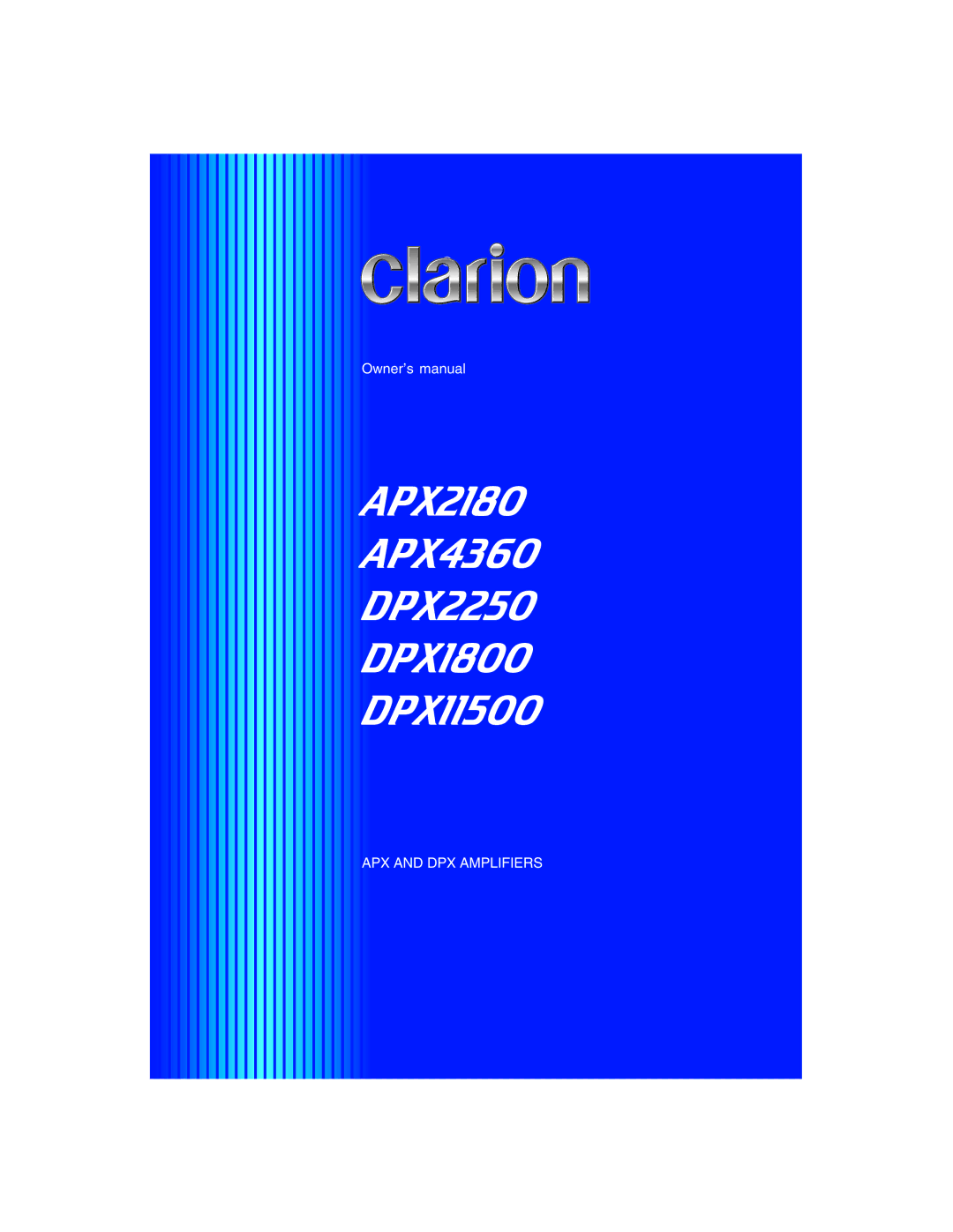 Clarion owner manual APX2180 APX4360 DPX2250 DPX1800 DPX11500 