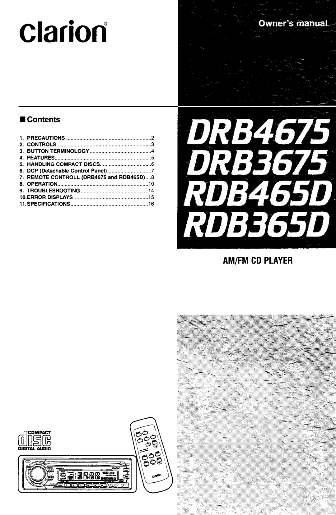 Clarion DRB365D, DRB465D, DRB3657, drb4675 manual 