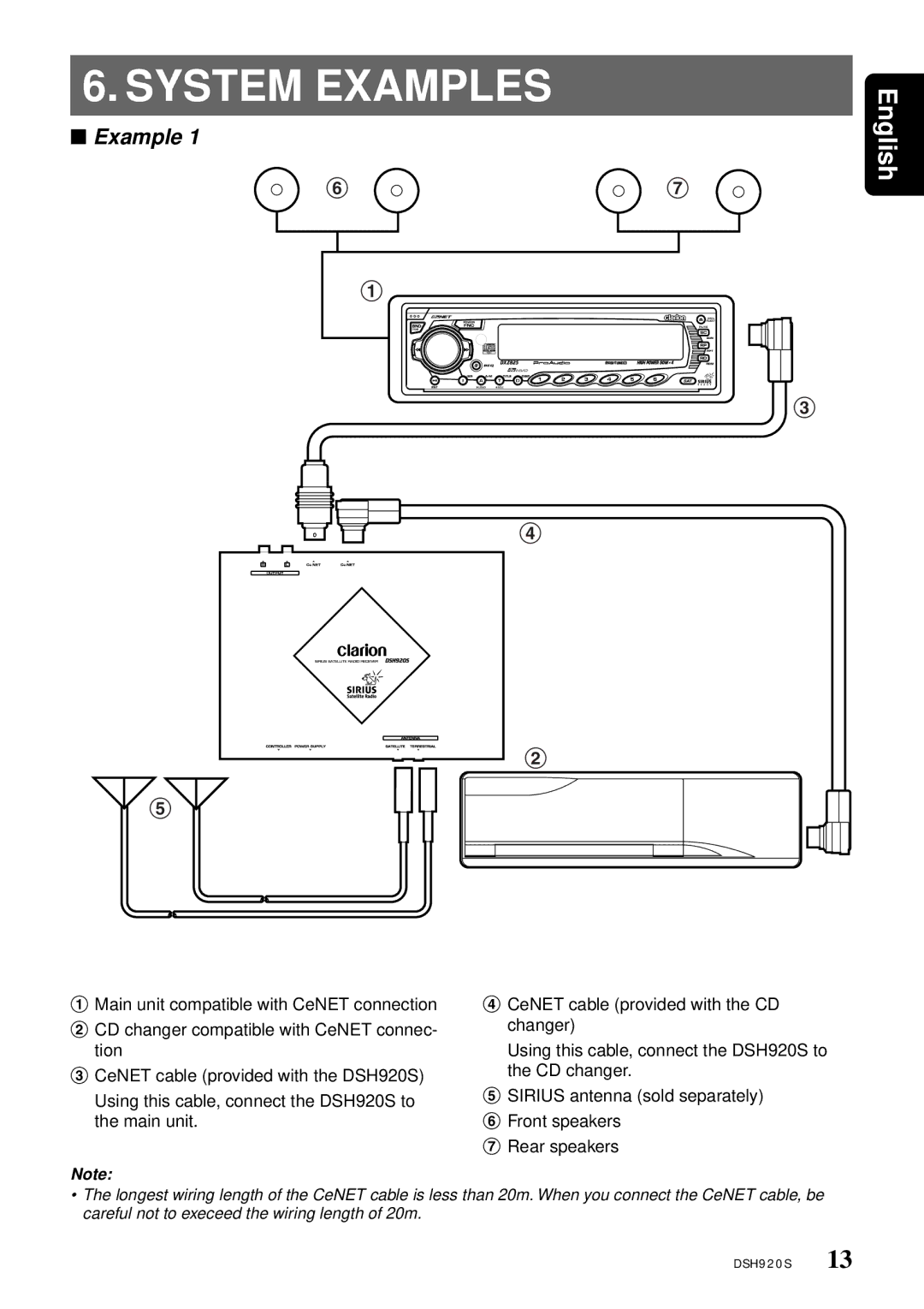 Clarion DSH920S owner manual System Examples 