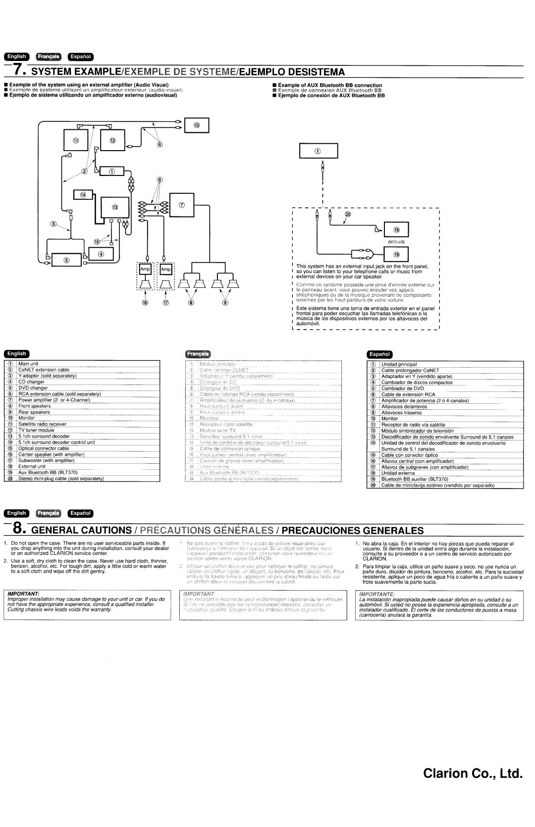 Clarion DXZ385US8 owner manual ~-l 