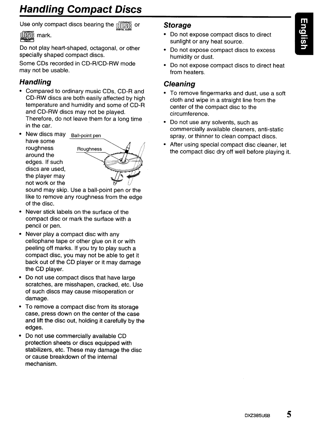 Clarion DXZ385US8 owner manual Ffilm mark, Handling Compact Discs 