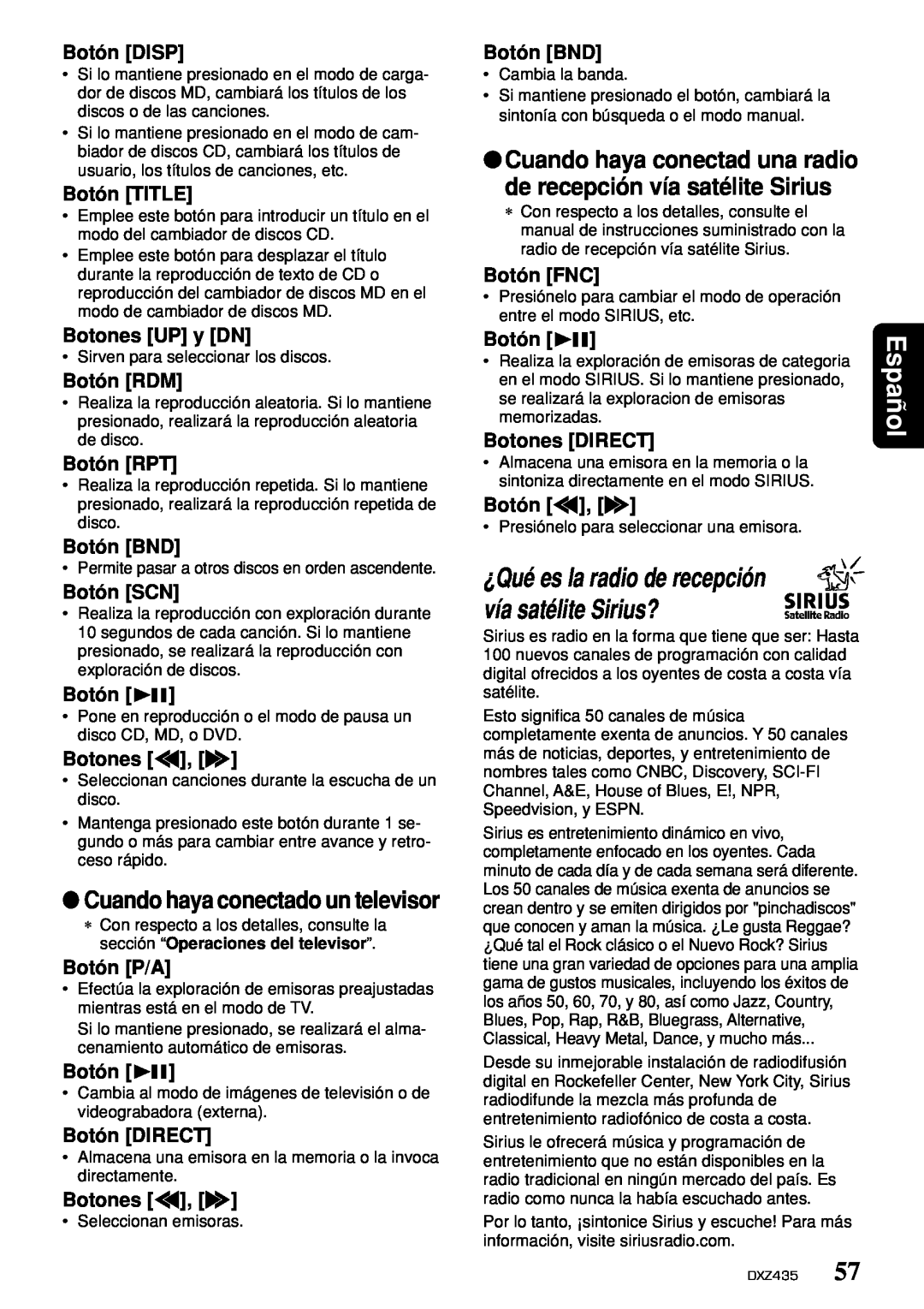 Clarion DXZ435 owner manual Español, Cuando haya conectado un televisor 