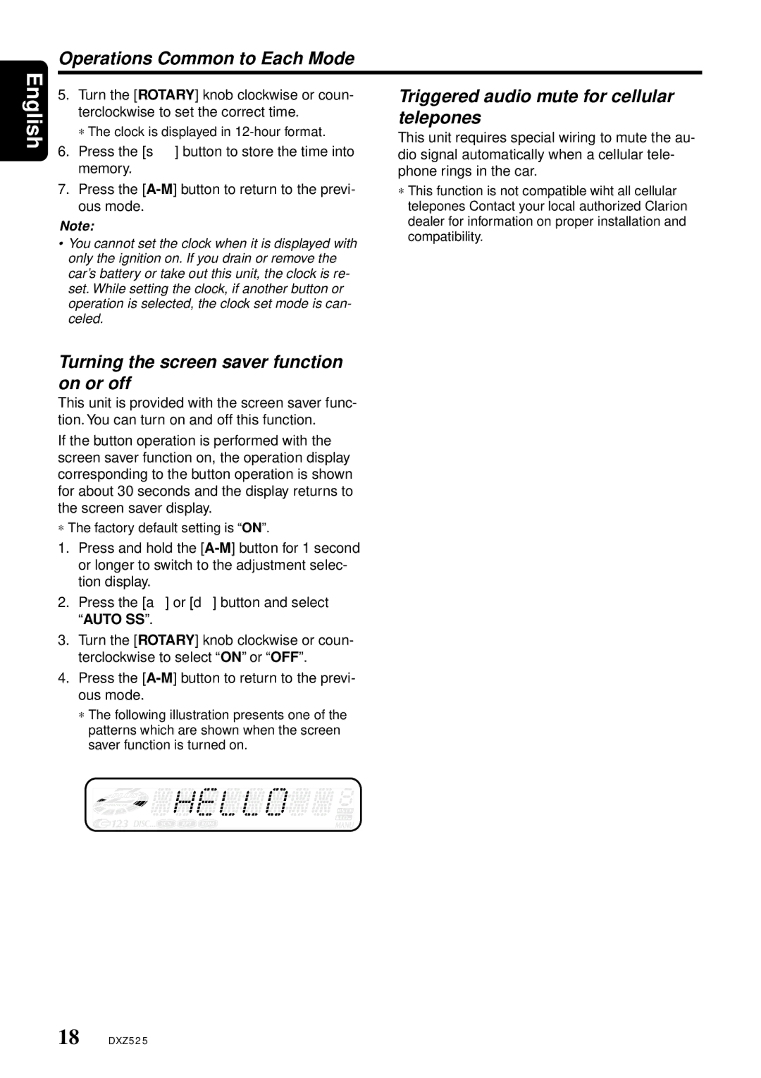 Clarion DXZ525 owner manual Operations Common to Each Mode, Triggered audio mute for cellular telepones 