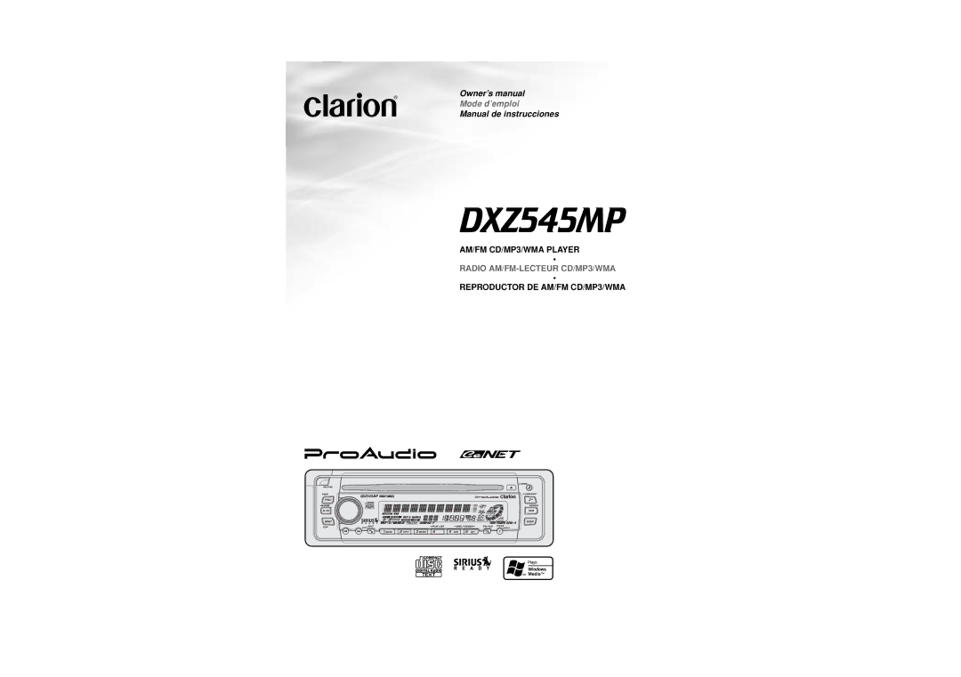 Clarion DXZ545MP owner manual 