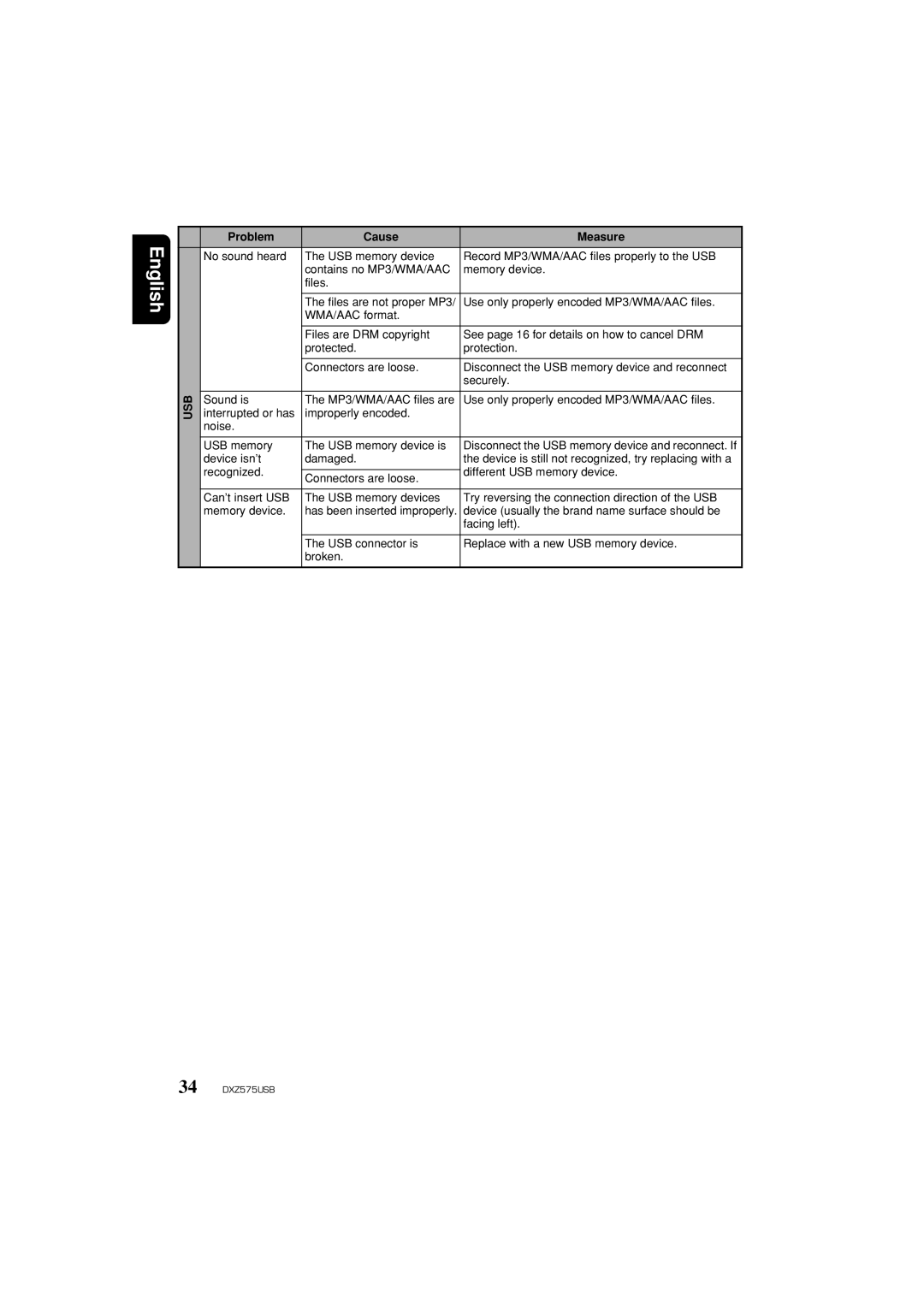 Clarion DXZ575USB owner manual Usb 