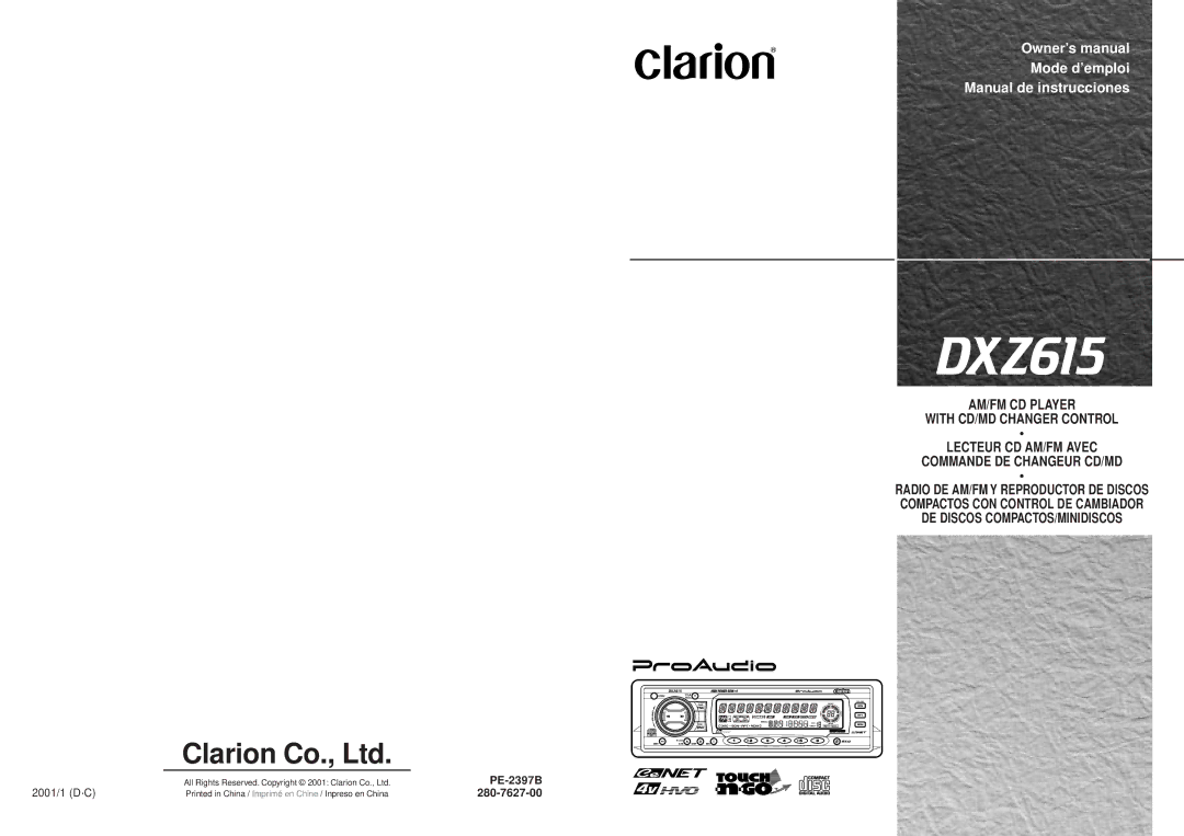 Clarion DXZ615 owner manual PE-2397B 