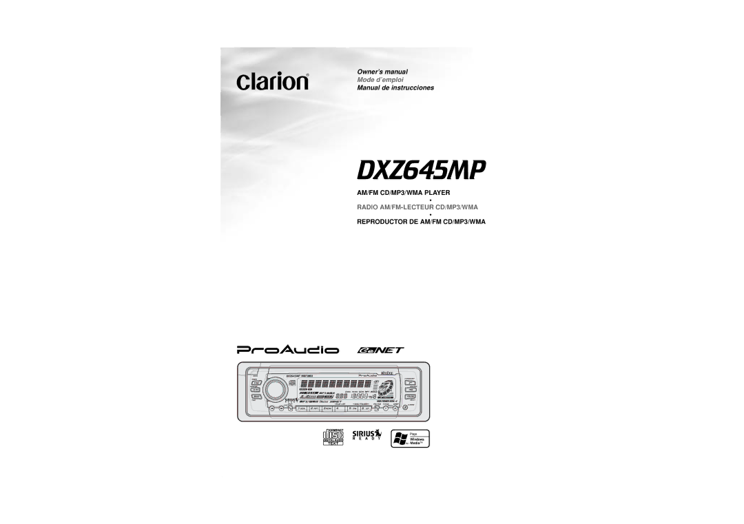 Clarion DXZ645MP owner manual 