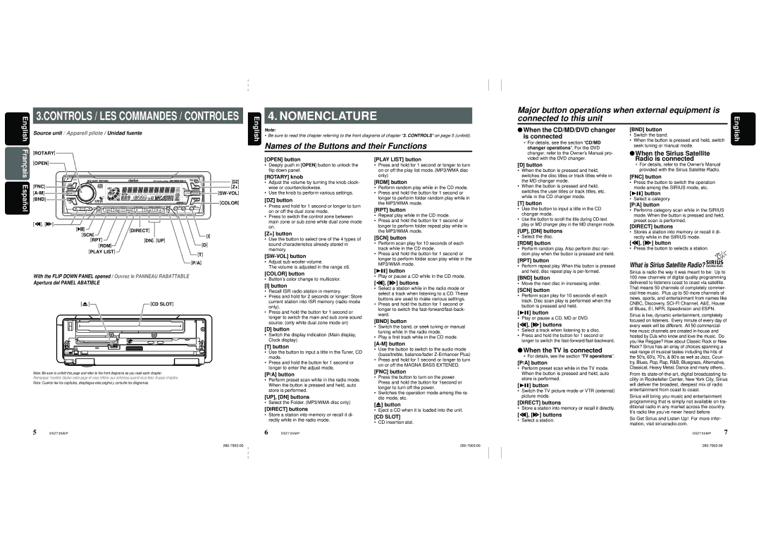 Clarion DXZ735MP owner manual Changer operations. For the DVD, Rdm, Perform random play. Also perform disc ran 