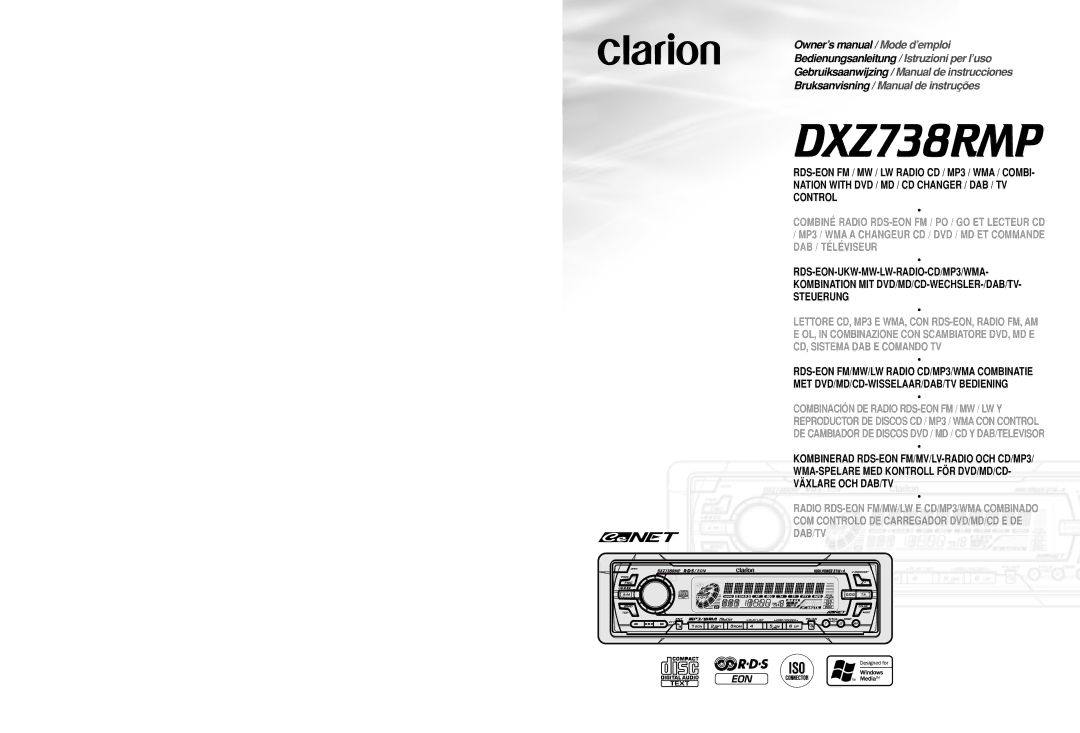 Clarion dxz738rmp owner manual RDS-EON FM / MW / LW Radio CD / MP3 / WMA / Combi 