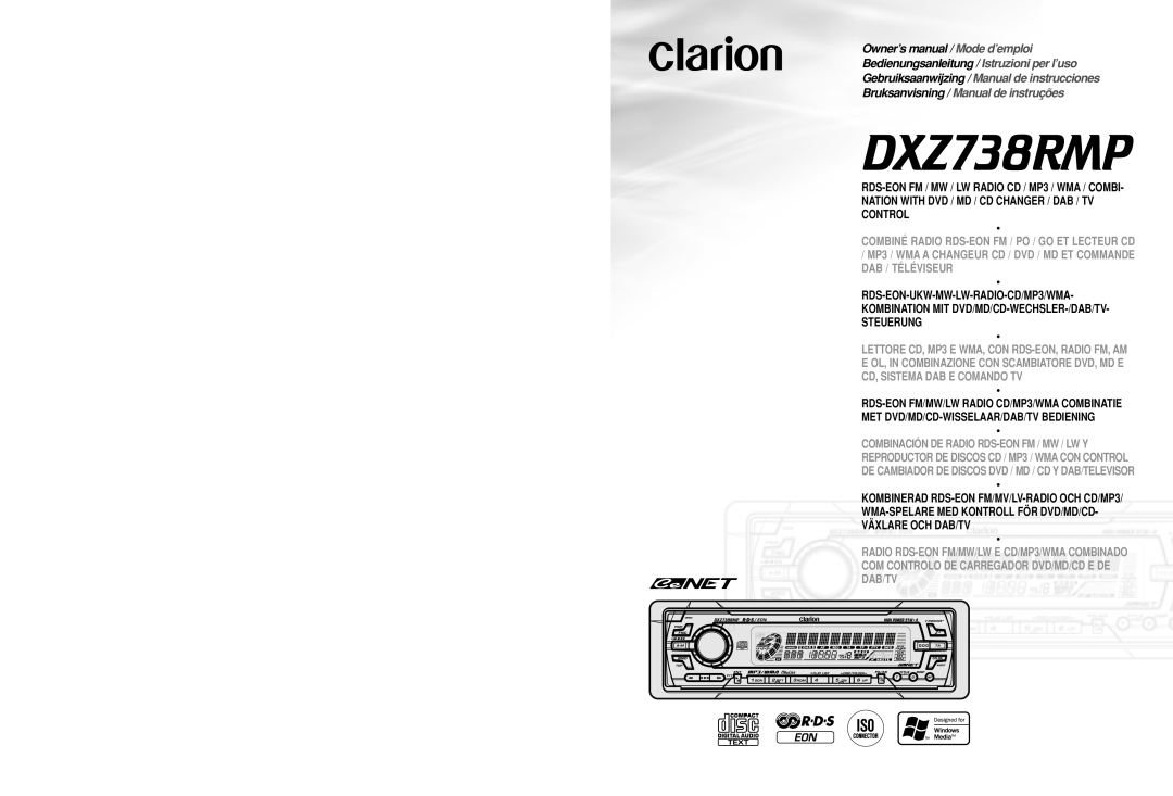 Clarion dxz738rmp owner manual RDS-EON-UKW-MW-LW-RADIO-CD/MP3/WMA 
