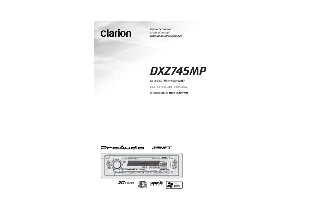 Clarion DXZ745MP owner manual 