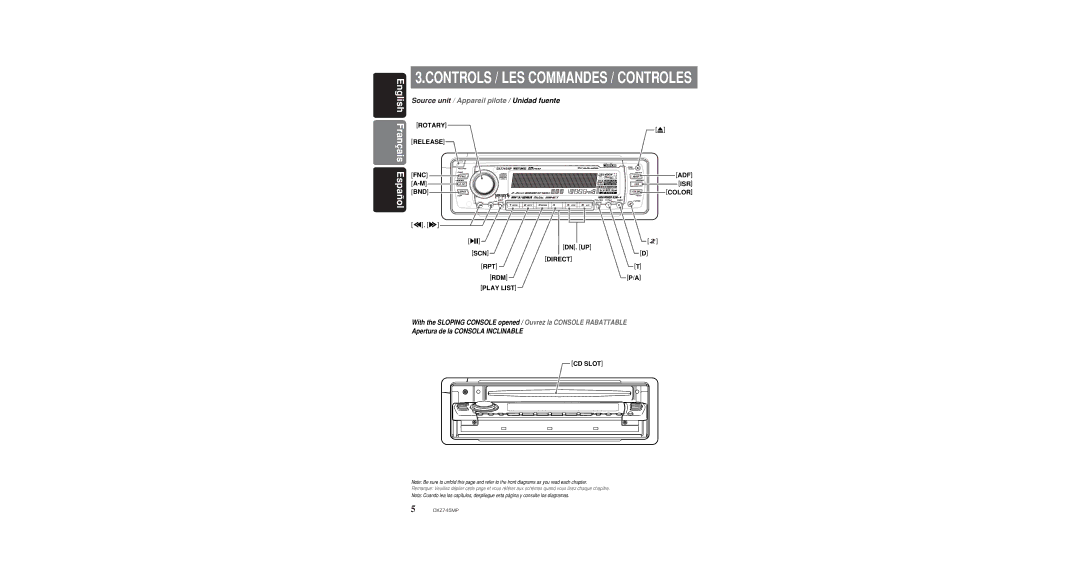 Clarion DXZ745MP owner manual Controls / LES Commandes / Controles 