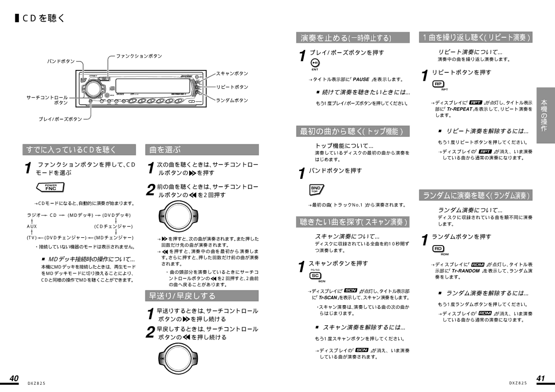 Clarion DXZ825 manual Cdを聴く 