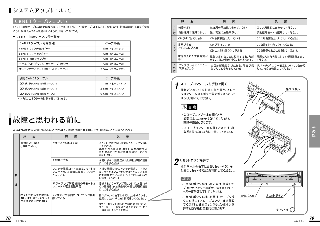 Clarion DXZ825 manual 故障と思われる前に, システムアップについて, CeNETケーブルについて 