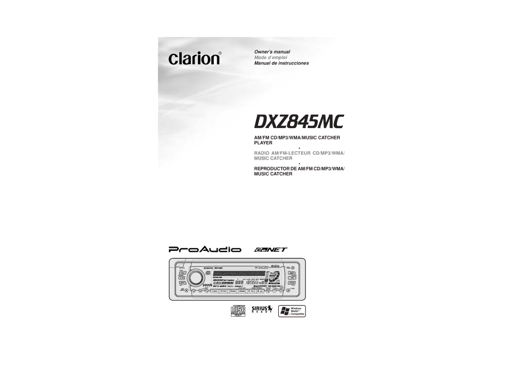 Clarion DXZ845MC owner manual 