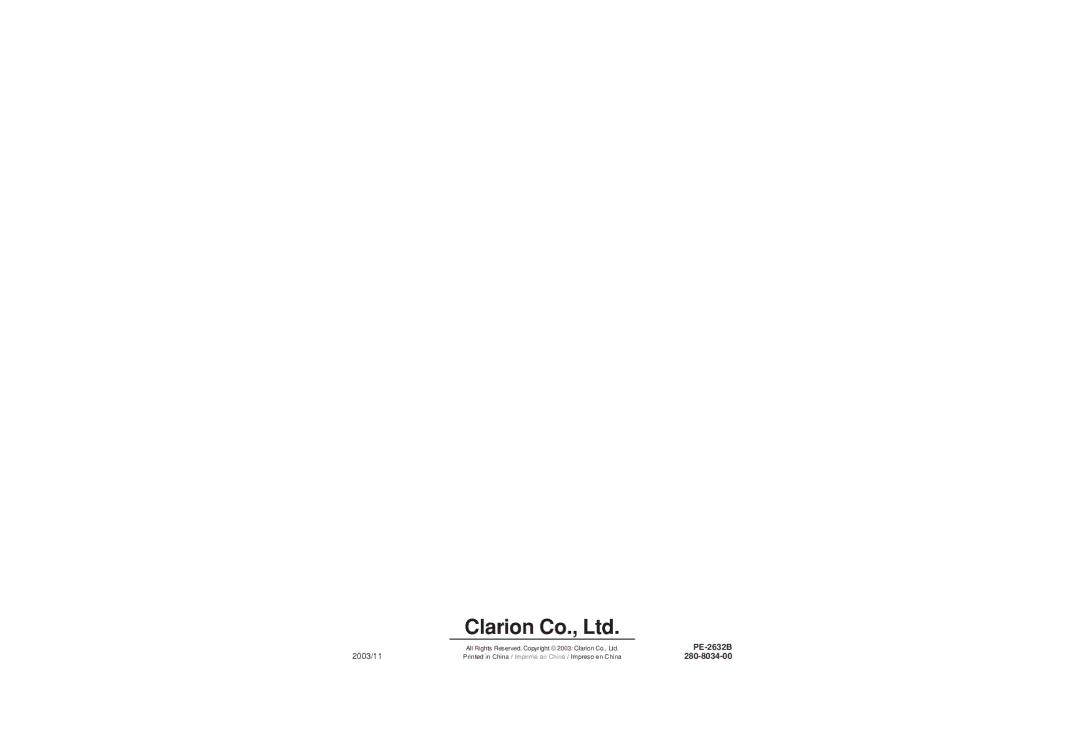 Clarion DXZ845MC owner manual PE-2632B 