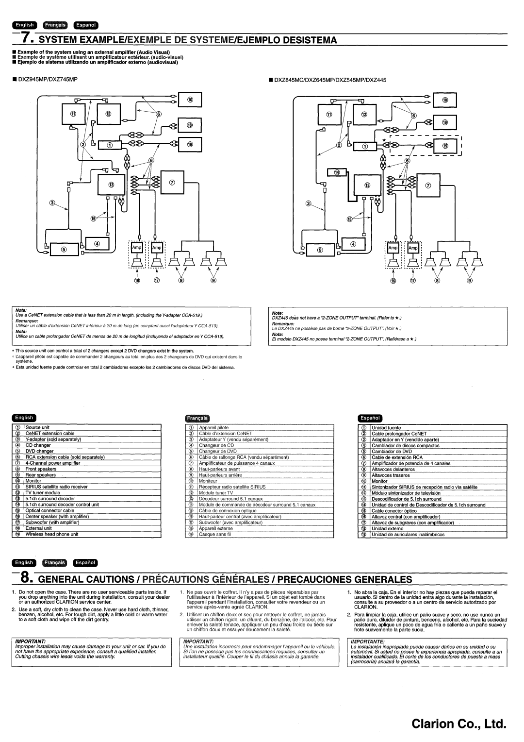 Clarion DXZ845MC owner manual 