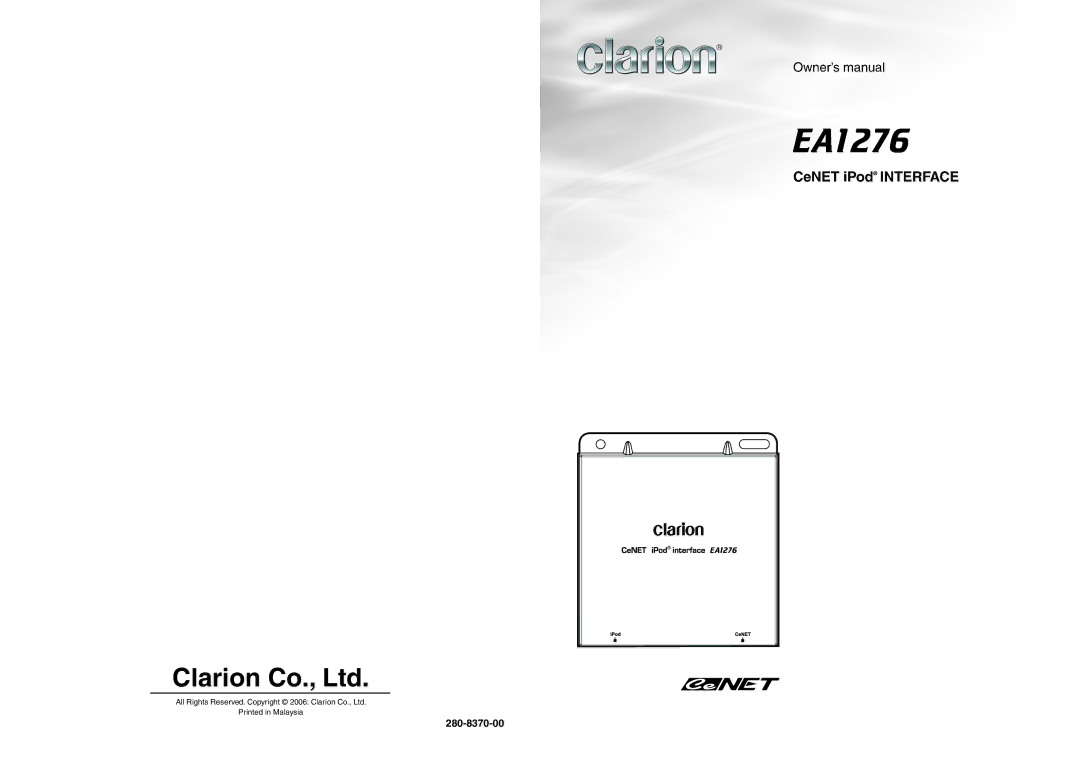 Clarion EA1276 owner manual 280-8370-00 