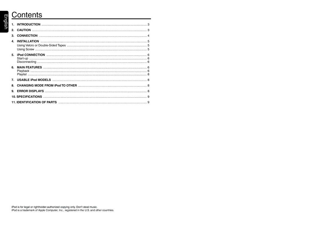 Clarion EA1276 owner manual Contents 