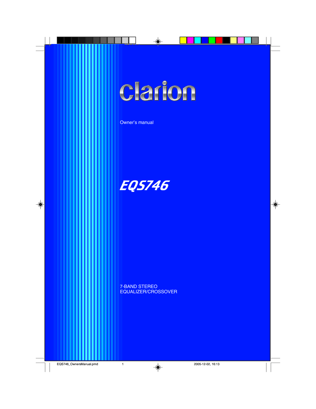 Clarion EQS746 owner manual 