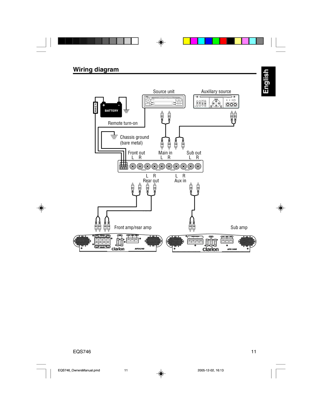 Clarion EQS746 owner manual Wiring diagram 