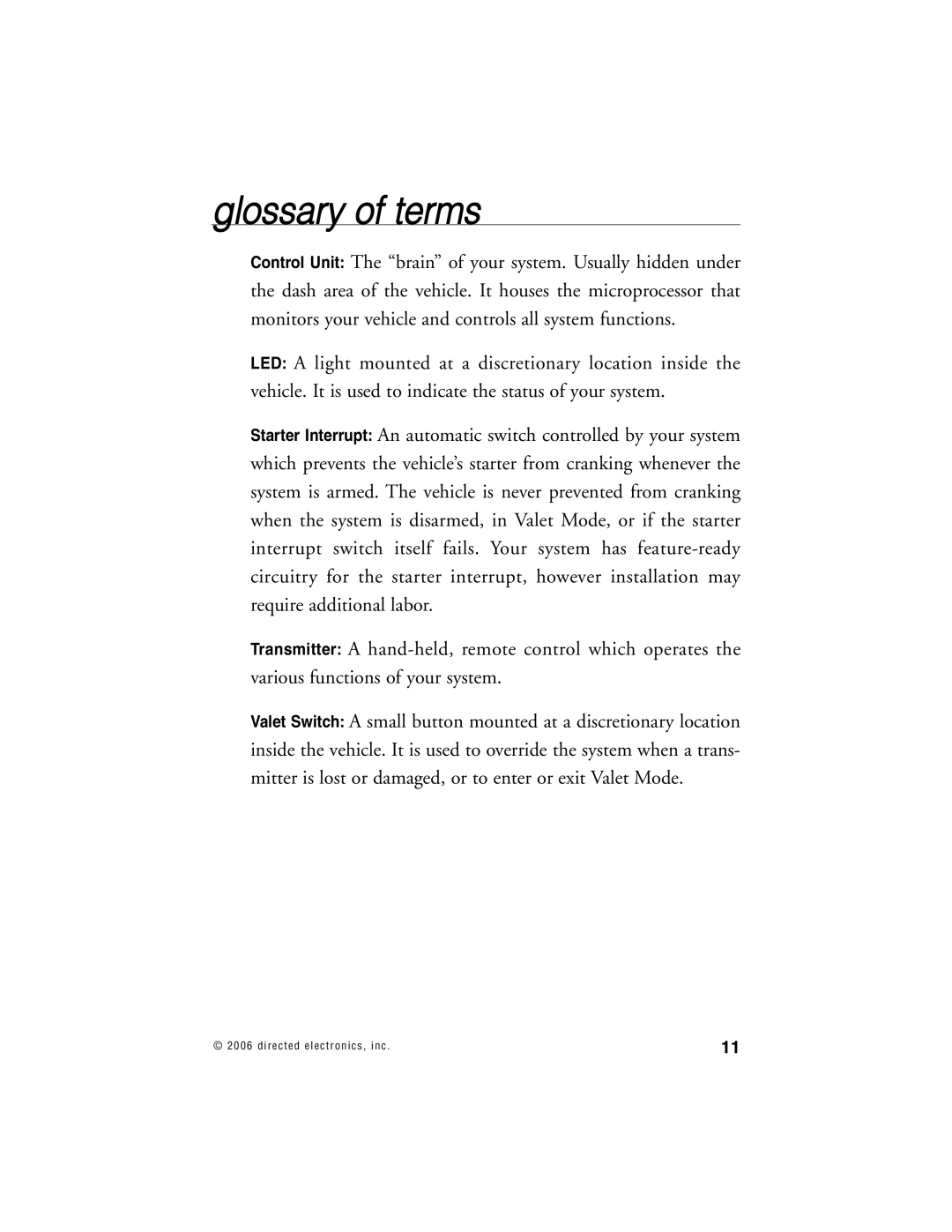 Clarion K20 manual Glossary of terms 