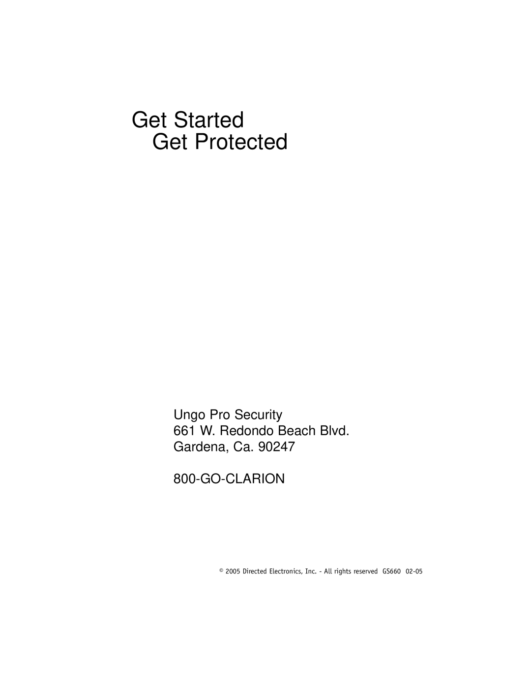 Clarion K20 manual Get Started Get Protected 