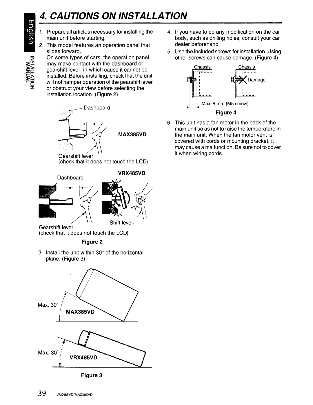 Clarion VRX485VD, MAX385VD installation manual +~~~age 