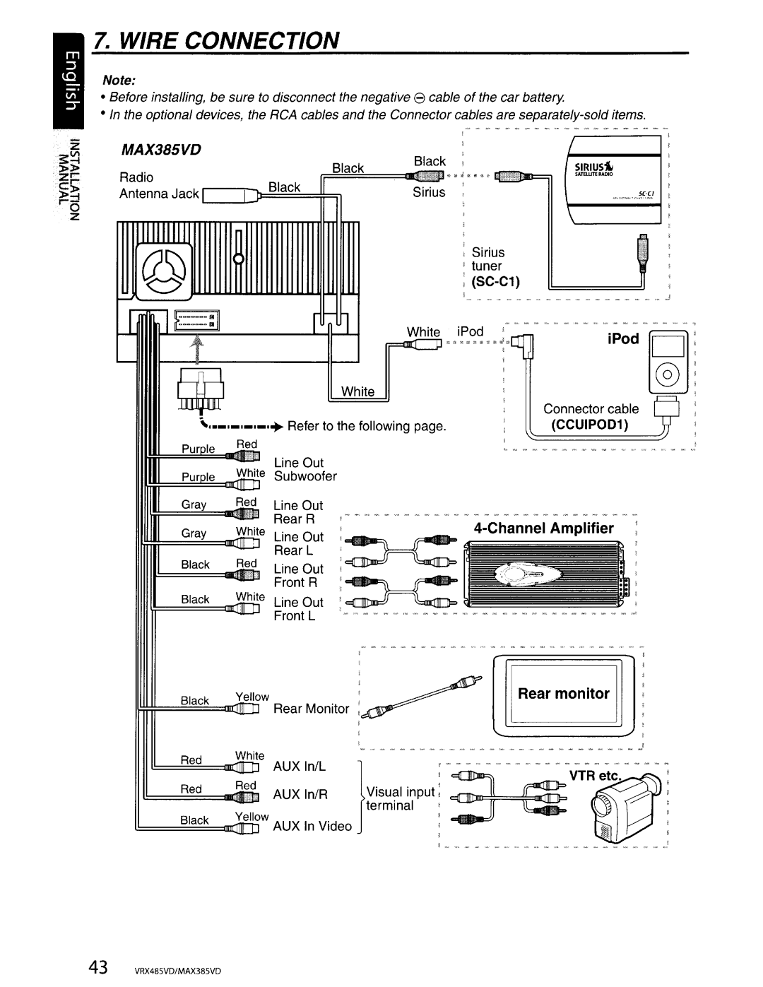 Clarion VRX485VD, MAX385VD installation manual ~J===t 